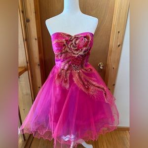 Grace Karin Hot pink and purple mini with separate petticoat.